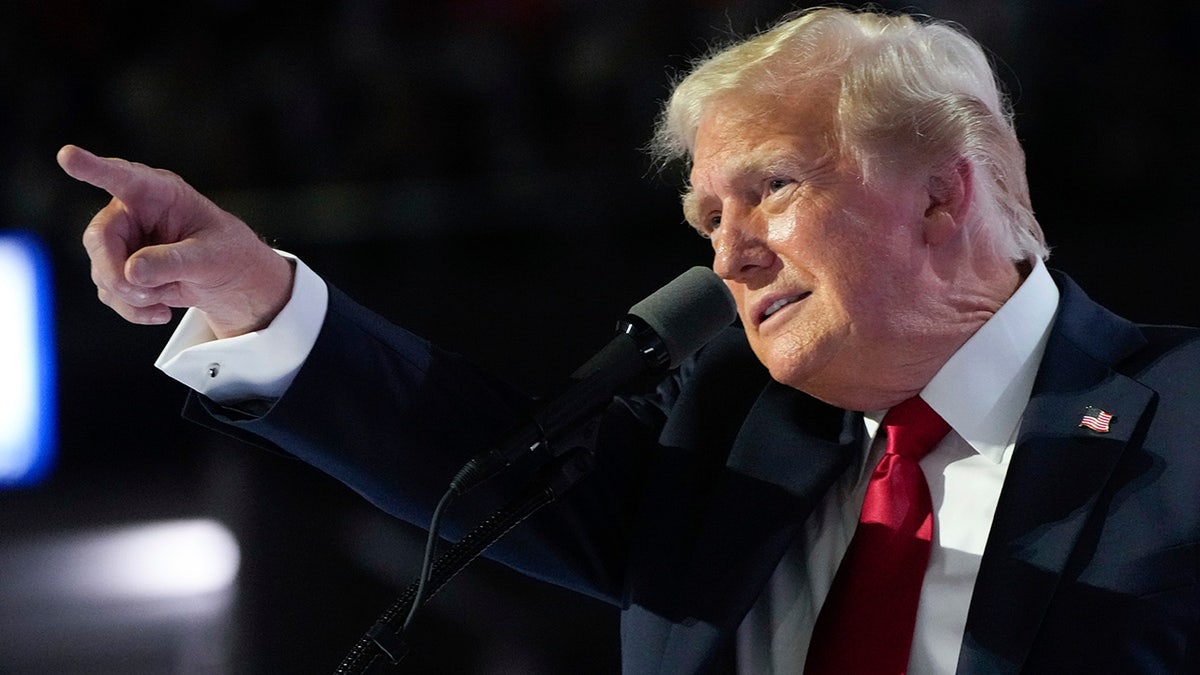 Donald Trump speaks during the final day of the Republican National Convention