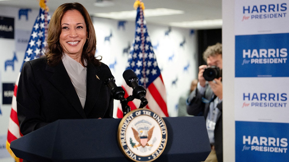 Kamala Harris speaks at her Presidential Campaign headquarters in Wilmington