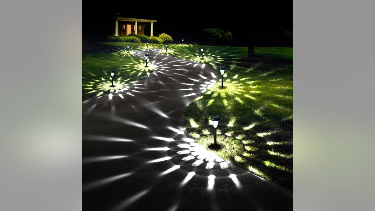 Incorporate unique solar lights for an enchanting garden area.