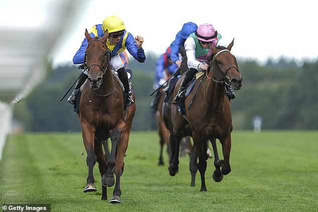 Christophe Soumillon celebrates victory in the King George on Goliath