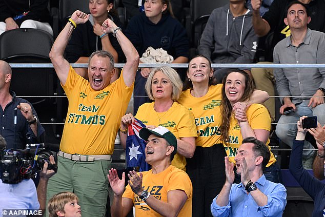 Titmus's family reacts jubilantly to her significant achievement, placing her among Australia's greatest Olympians, Dawn Fraser and Shirley Strickland