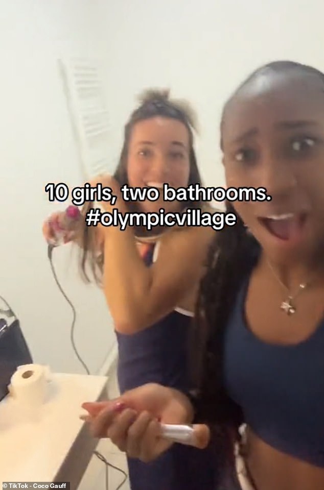 The tennis star revealed that 10 women were sharing just two bathrooms in her corridor