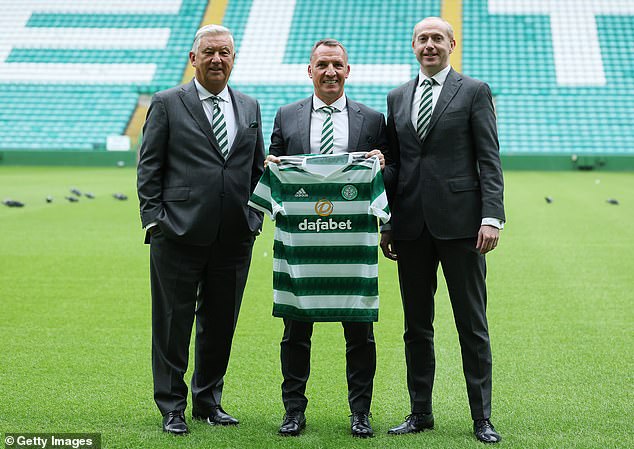 Lawwell and chief executive Michael Nicholson welcome Rodgers back to the club