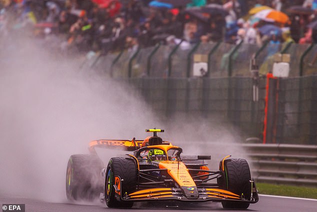 Wet conditions in Belgium scuttled Norris' pole ambitions ahead of Sunday's Grand Prix