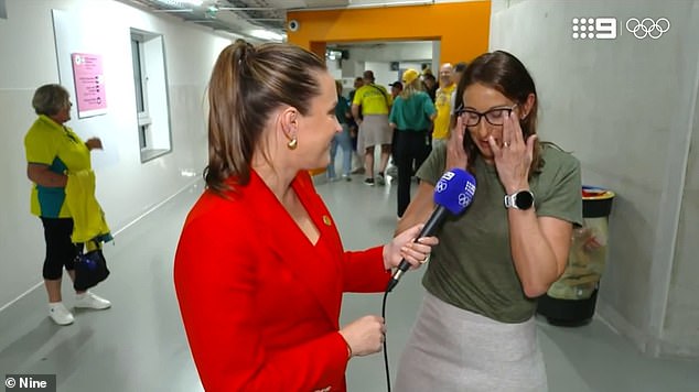 Hayley Lewis was emotional after watching her son, Kai Taylor, take out a silver medal in the men's 4x100m relay