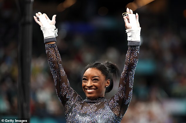 Biles executed a floor exercise of incredible complexity and was rewarded with a score of 14.6