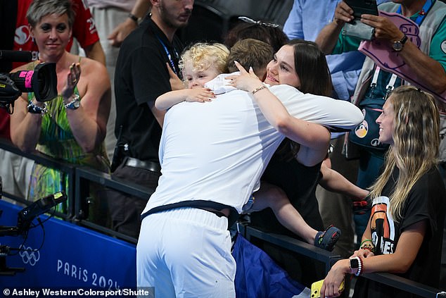 She was joined in the crowd at the Paris La Defence Arena by Peaty's son George, aged three