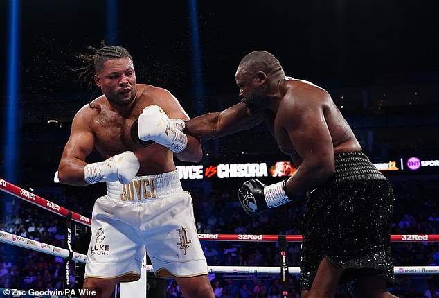 Derek Chisora (right) triumphed over Joe Joyce via unanimous decision on Saturday evening