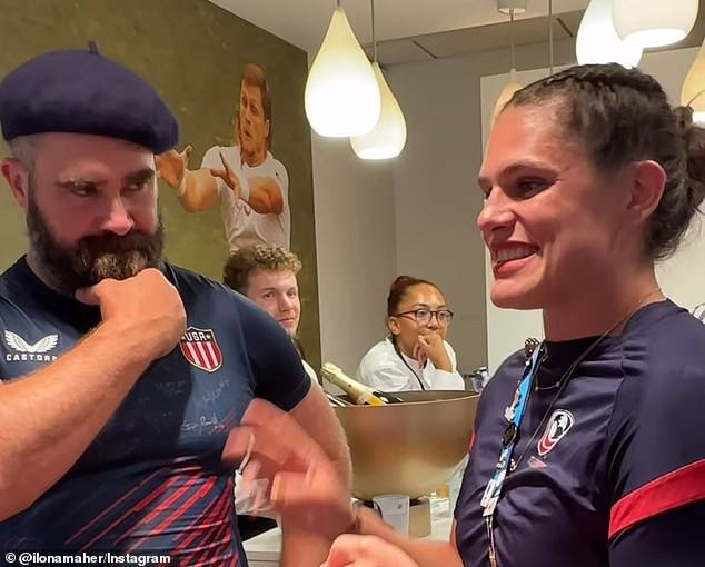 Kelce also declared himself USA Rugby's 'super fan' with some help from star Ilona Maher