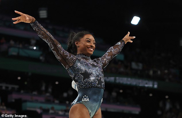 Simone took to the mat for the first time at the Paris games and dominated qualifying