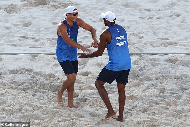 While women have traditionally worn bikinis in beach volleyball at the Olympics, men have been allowed to wear singlets and shorts