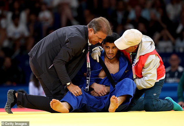 Emomali suffered a suspected dislocated shoulder when he tried to break his fall