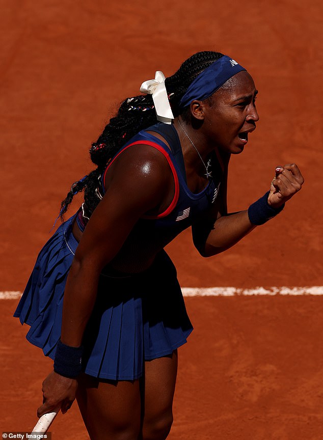 Coco Gauff celebrates her victory