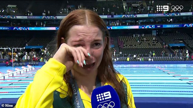 Mollie O'Callaghan broke down in sobs as she talked about what her parents mean to her after taking gold - just after her mum revealed they haven't spoken in weeks