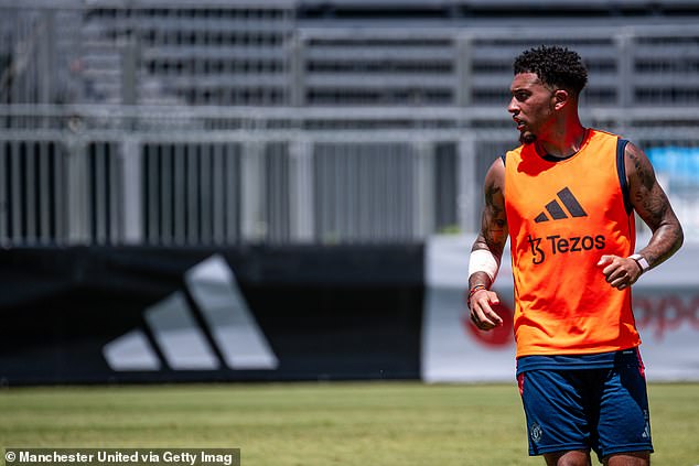 Manchester United's stars were measured for fluid loss in training in Los Angeles on Sunday with special sweat patches