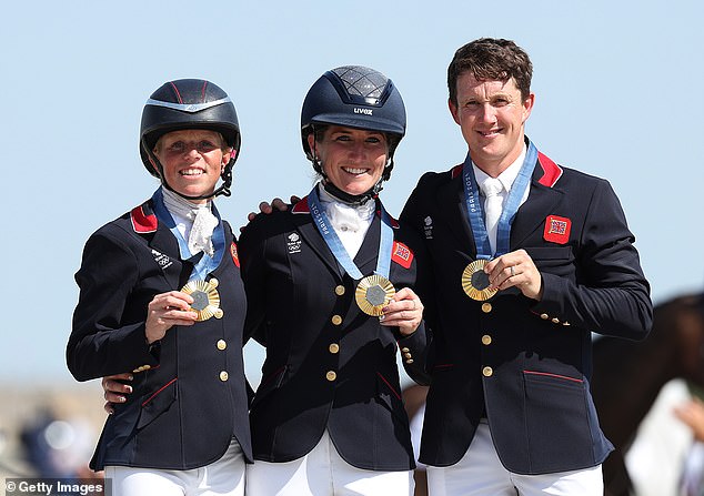 Team GB have clinched their first medals of the Olympic games, with Rosalind Canter, Laura Collett and Tom McEwen (L-R) winning the eventing team final on Monday