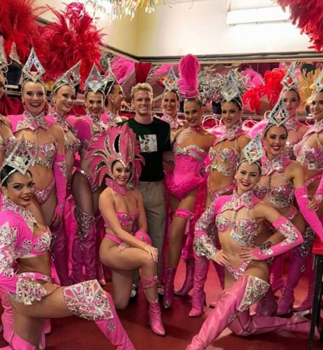 Cody Simpson enjoyed a show in Paris, seeing the glamorous Moulin Rouge dancing girls