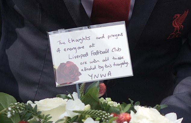 The wreath carried a placard from Liverpool expressing condolences