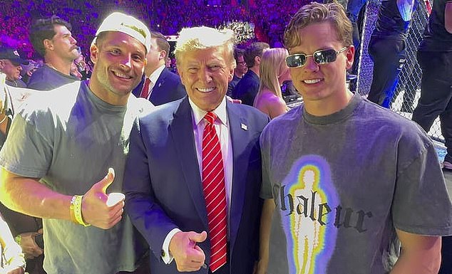 Joe Burrow (right) with Donald Trump and Nick Bosa (left)