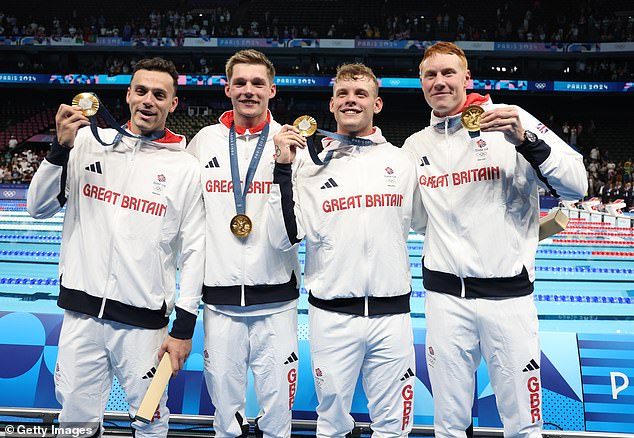 Team GB's men's 4 x 200m freestyle relay team retained their title at Paris La Defense Arena