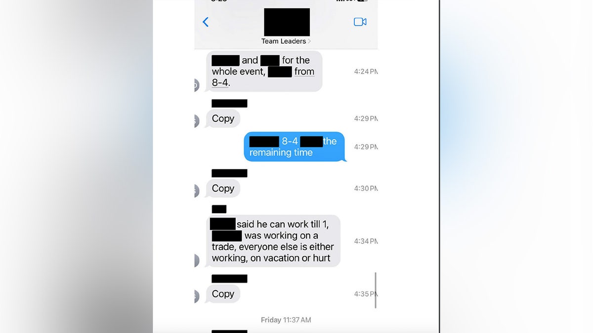 A screenshot of text messages obtained in the investigation of the July 13 attempted assassination of former President Donald Trump.