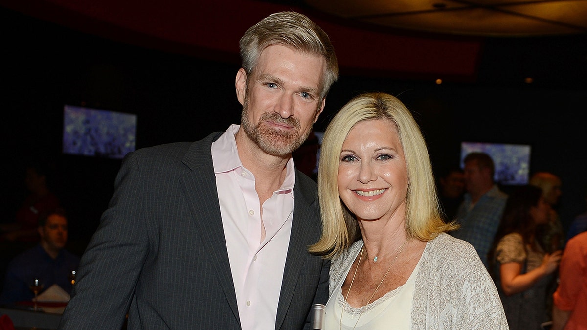 Emerson Newton-John and Olivia Newton-John posing together