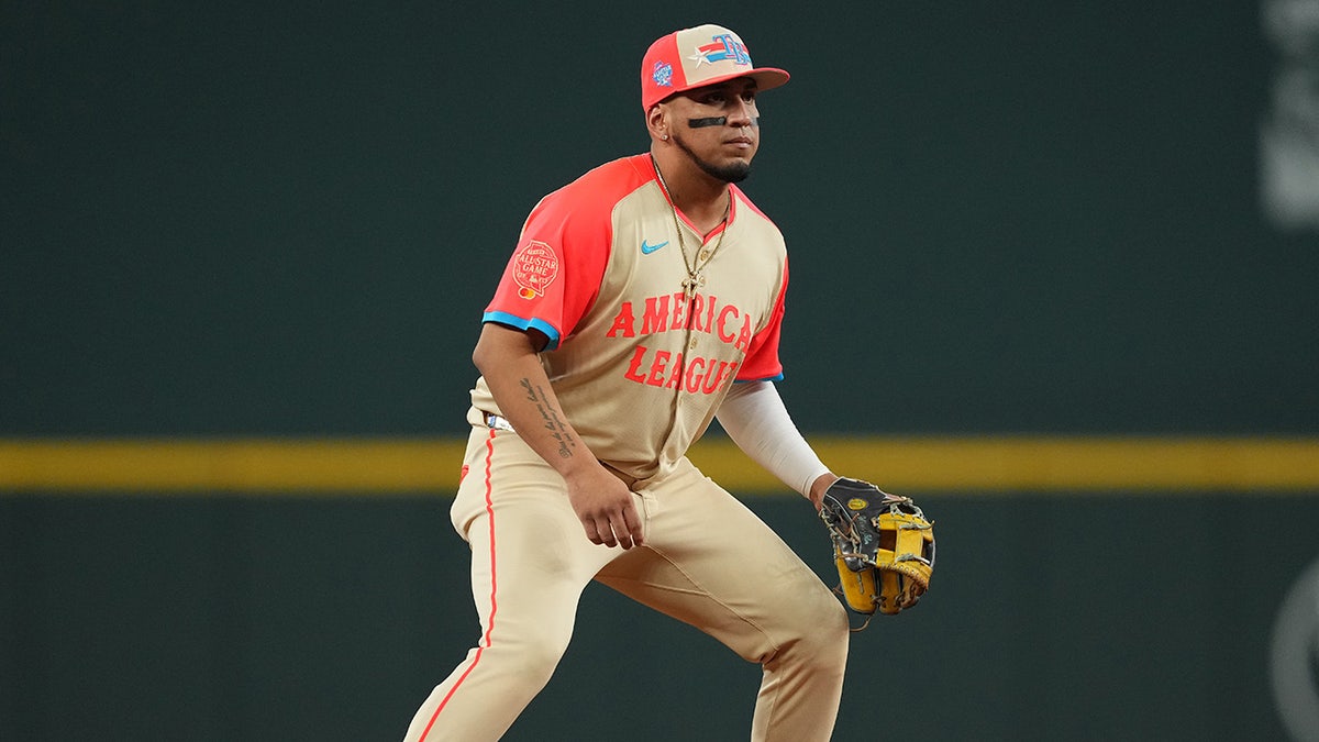 Isaac Paredes looks to field ball