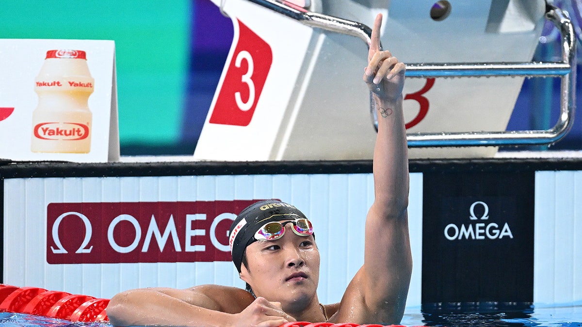 South Korean swimmer Kim Woo-min during a race