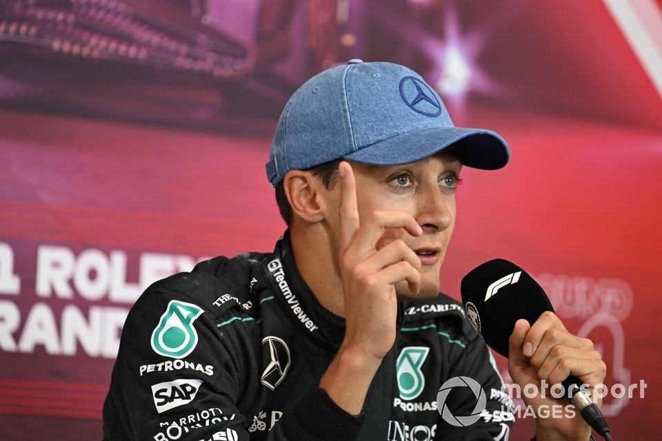 George Russell, Mercedes-AMG F1 Team, 1st position, in the post race press conference