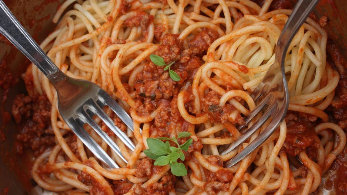 Pasta with Bolognese sauce.