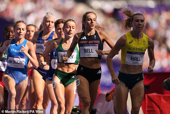 Great Britain's Georgia Bell in action during her Women's 1500m Heat at the Stade de France on the eleventh day of the 2024 Paris Olympic Games in France. Picture date: Tuesday August 6, 2024. PA Photo. Photo credit should read: Martin Rickett/PA Wire.RESTRICTIONS: Use subject to restrictions. Editorial use only, no commercial use without prior consent from rights holder.