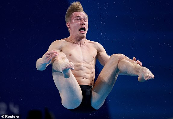 Paris 2024 Olympics - Diving - Men's 3m Springboard Preliminary - Aquatics Centre, Saint-Denis, France - August 06, 2024. Jack Laugher of Britain in action. REUTERS/Leah Millis