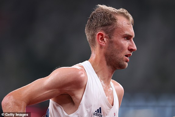 TOKYO, JAPAN - JULY 30: Sam Atkin of Team Great Britain in the Men's 10,000 meters Final at Tokyo 2020 Olympic Games. (Photo by Christian Petersen/Getty Images)