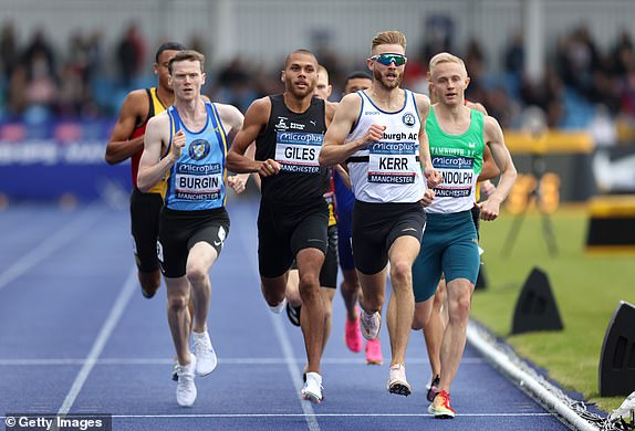 MANCHESTER, ENGLAND - JUNE 30: Elliot Giles of Team Birchfield Harriers competes in Men's 800 Metres Final during the UK Athletics Championships 2024 in Manchester. (Photo by Gary Oakley/Getty Images)