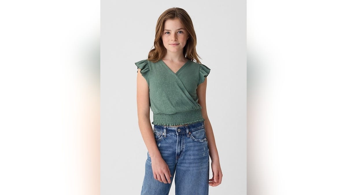 Embrace the 90s with this wrap top for girls.