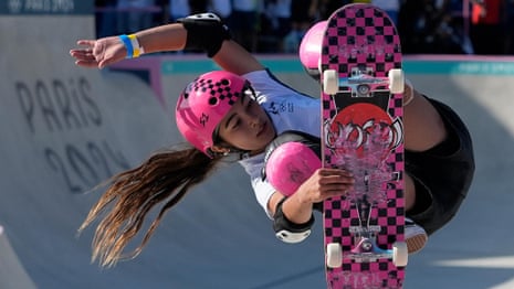 Arisa Trew 'going to keep skating and pushing myself' after winning Olympic skateboard gold – video