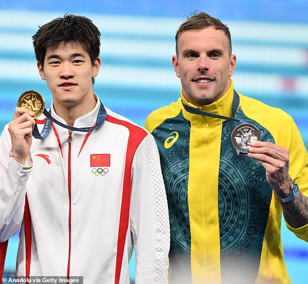 Gold medal winner Pan Zhanle (left) accused Chalmers (right) of snubbing him before he set a stunning world record in the 100m freestyle on Thursday morning