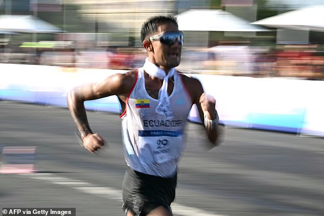 The Ecuadorian (pictured) clinched silver in the men's 35km walking race at the 2023 World Championships in Budapest