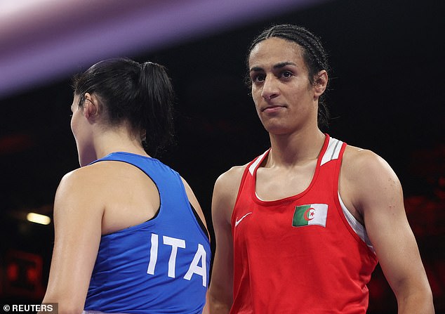 Khelif (right) was declared the winner of the bout and advances to the next round