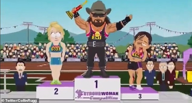 The episode satirizes biological women who are supportive of transgender competitors