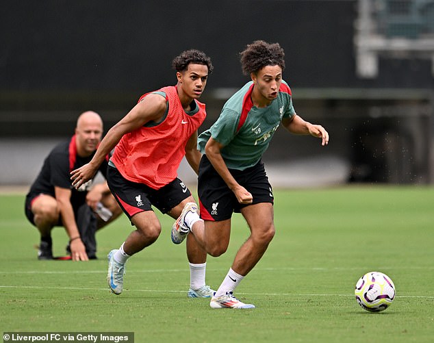 Kaide Gordon (right) became Liverpool's youngest-goalscorer in 2021 but has struggled since