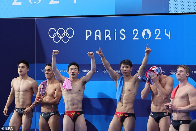 China's Zongyuan Wang and Daoyi Long (middle left and right) won the gold, while Mexican partnership of Juan Manuel Celaya Hernandez and Osmar Olvera Ibarra (left) won the silver