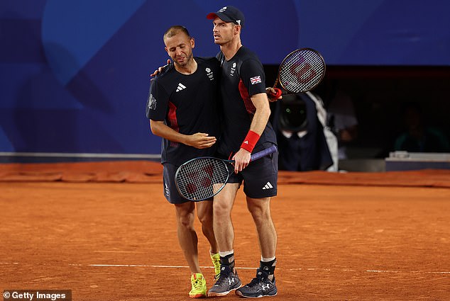 Murray (right) and Dan Evans (left) experienced a defeat against Taylor Fritz and Tommy Paul at the Paris Olympics