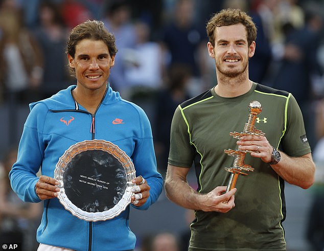 Nadal (left) and Murray (right) enjoyed a racket ball game during a junior tournament in Spain