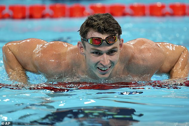 Team GB's Ben Proud celebrating his silver in the men's 50m freestyle final at Paris 2024 on Friday night