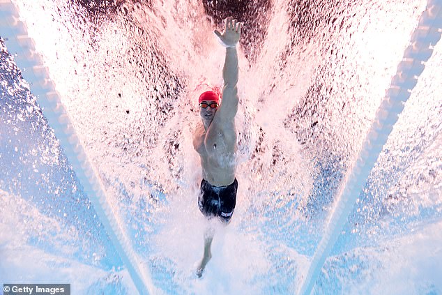 An underwater shot of Proud captured with a robotic camera at Paris La Defense Arena