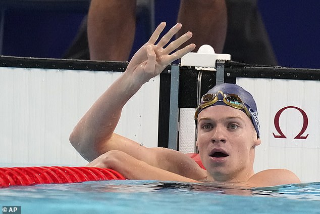 France's Leon Marchand won his fourth consecutive gold medal at the Games