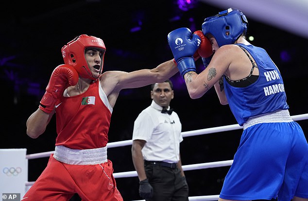 Khelif (left) was penalized a point for holding in the bout's final round.