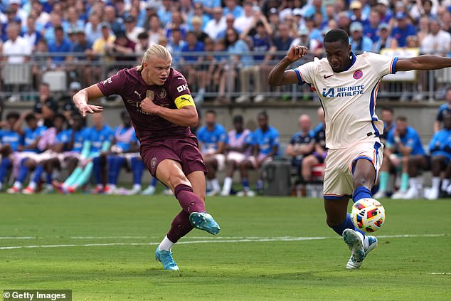 Erling Haaland helped himself to a hat-trick after mistakes by the Chelsea defender in Ohio