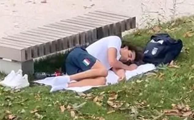 Thomas Ceccon was spotted sleeping in a park instead of inside the Olympic village